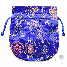 Brokattasche dunkelblau mit lila und goldener Stickerei 11,5 x 13 cm
