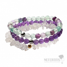 Set aus drei Armbändern - Amethyst, Fluorit, Kristall