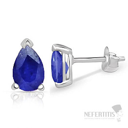 Silver earrings with sapphire SBC-111-S