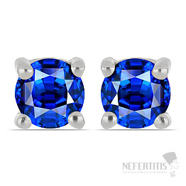 Silberohrringe mit geschliffenen blauen Saphiren Ag 925 040418 SAF