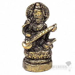 Feng Shui Figur Saraswati Miniatur aus Messing