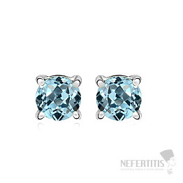 Silver earrings with aquamarine stones