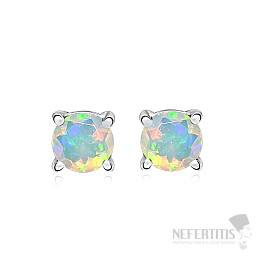 Silver stud earrings with Ethiopian opal