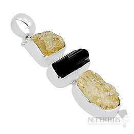 Tourmaline skoryl and scapolite pendant silver Ag 925 54101