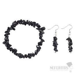 Set aus Obsidian-Armband und Ohrringen