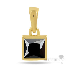 Silver pendant gold-plated and black spinel CB-P707G-BS