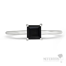 Spinel černý prsten stříbro Ag 925 RBC302