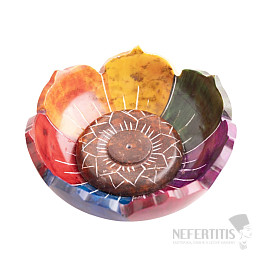 Soapstone incense stick holder Colorful lotus