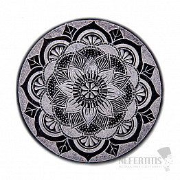 Stojánek z mastku na vonné tyčinky Mandala černo-šedá 13 cm