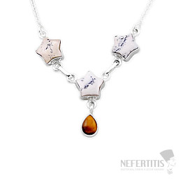 Opál dendritický náhrdelník stříbro Ag 925 37711