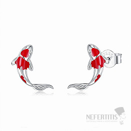 72115 Stříbrné náušnice koi kapříci se zirkony 12 mm