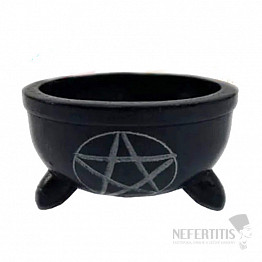 Ständer für Räucherstäbchen Schale schwarz mit Pentagramm