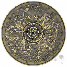 Stojan na vonné tyčinky kovový so symbolmi drakov vo farbe bronzu