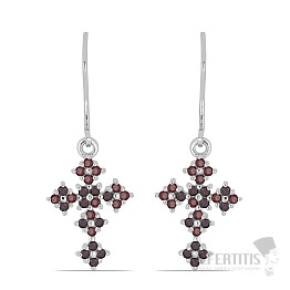 Silver earrings with cut garnets Ag 925 042031 GT