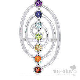 Chakra-Ring gerade Linie mit Spirale Rhodiumsilber Ag 925