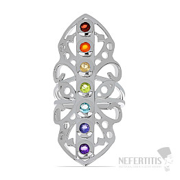 Chakra ring straight line decorated with rhodium silver Ag 925