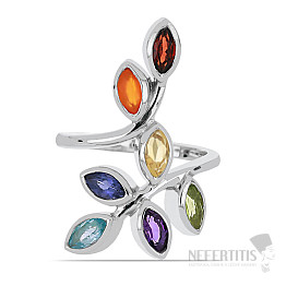 Chakra-Ring Blätter Rhodiumsilber Ag 925