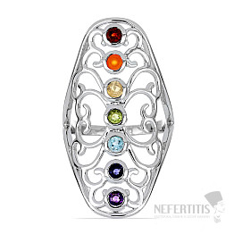 Chakra-Ring filigran rhodiniert Silber Ag 925