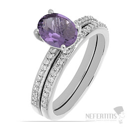 Silberring, besetzt mit brasilianischem Amethyst und Zirkonen Ag 925 046587 BRAME