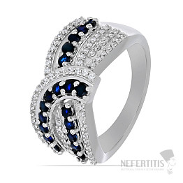 Silberring mit blauem Saphir und Zirkonen Ag 925 048101 SAF