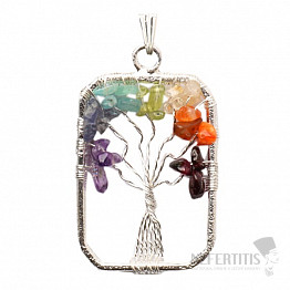 Chakra pendant rectangle with tree of life