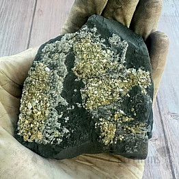 Raw shungite with pyrite 33