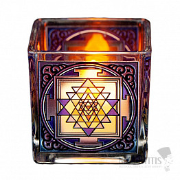 Kerzenhalter Glas Shri Yantra für Teelichter