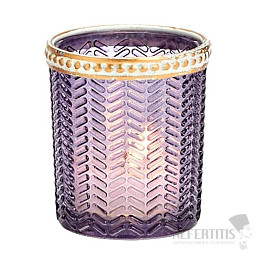 Svícen sklo na čajové svíčky zdobený ornamenty varianta B
