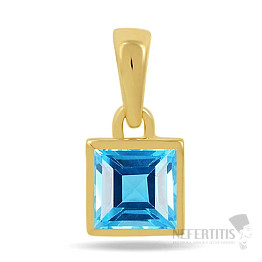 Stříbrný přívěsek pozlacený s modrým topazem CB-P707G-BT