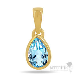 Topaz blue cut pendant gold plated silver CB-P710G-BT