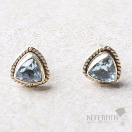 Topaz modrý broušený náušnice stříbro Ag 925 E220