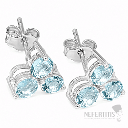 Silver earrings with blue topaz