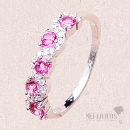 Prsten stříbrný s Pink topazy a zirkony Ag 925 020711 PT