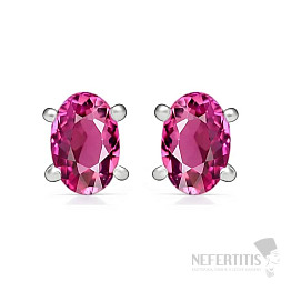 Silberne Ohrstecker mit rosa Turmalinen SBC-110-PT