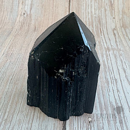 Schwarzer Turmalin Scoryl roh polierte Spitze 3