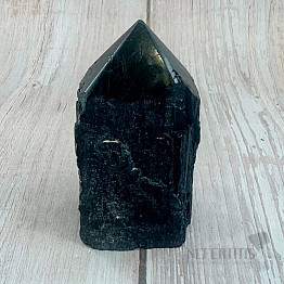 Schwarzer Turmalin Scoryl roh polierte Spitze 6
