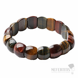 Tygří oko multicolor náramek destičkový vypouklý