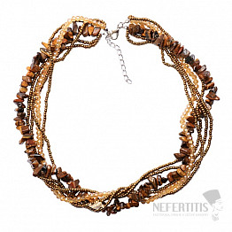 Exklusive Tigerauge-Halskette mit glitzernden Perlen