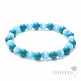 Tyrkenite with turquoise ulexite beaded bracelet