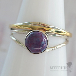 Turquoise purple ring gold plated silver Ag 925 62323