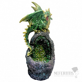 Statuette of a shining emerald dragon guardian