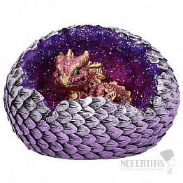 Statuette of a red dragon in an egg
