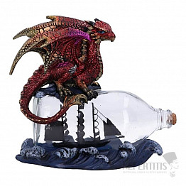 Statue eines Drachen mit einem Schiff in einer Flasche Voyage