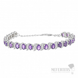 Silberarmband mit afrikanischen Amethysten und Zirkonen Ag 925 029074 AFAM