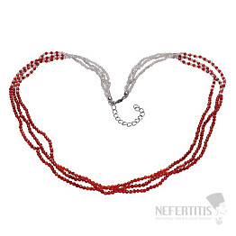 Labradorit a červený onyx náhrdelník z broušených korálků