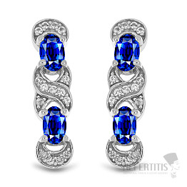 Silver earrings with cut blue sapphires and zircons Ag 925 013834 5SAF