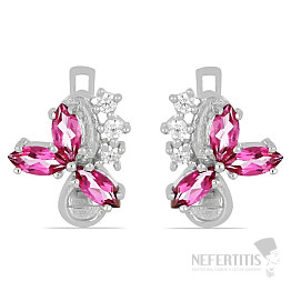 Silberohrringe mit geschliffenem rosa Topas und Zirkonen Ag 925 015728 PT