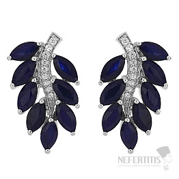 Silberohrringe mit geschliffenen blauen Saphiren und Zirkonen Ag 925 016771 SAF