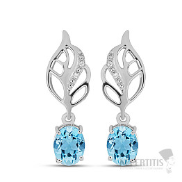 Náušnice strieborné s brúsenými Blue Sky topazy a zirkónmi Ag 925 018125 BT