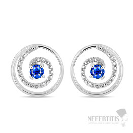 Silver earrings with cut blue sapphires and zircons Ag 925 020614 5SAF